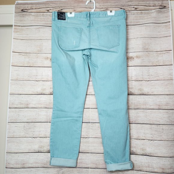 Gap 1969 Women's Jeans 32T Light Blue Always Skinny Stone Wash Denim Cuffed Hem - Picture 8 of 13